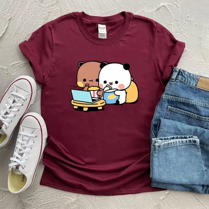 T-shirt graphique imprimé Bubu et Dudu pour femmes et hommes