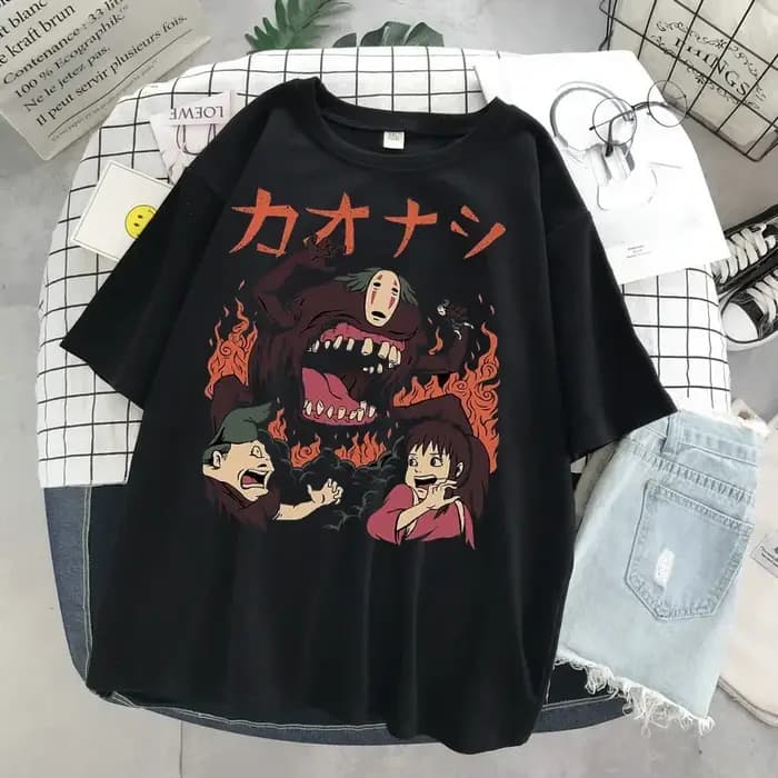 Hayao Miyazaki Anime série Totoro imprimé hommes et femmes décontracté col rond manches courtes Harajuku
