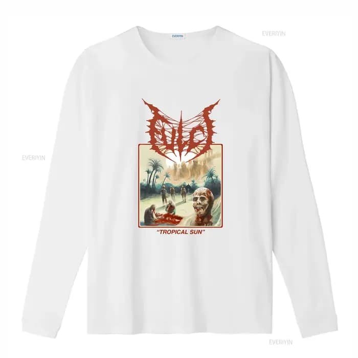 T-shirt unisexe Fulci blanc Tropical Sun couleur beige taille S à 3XL vintage lavé élégant vêtements graphiques stylés