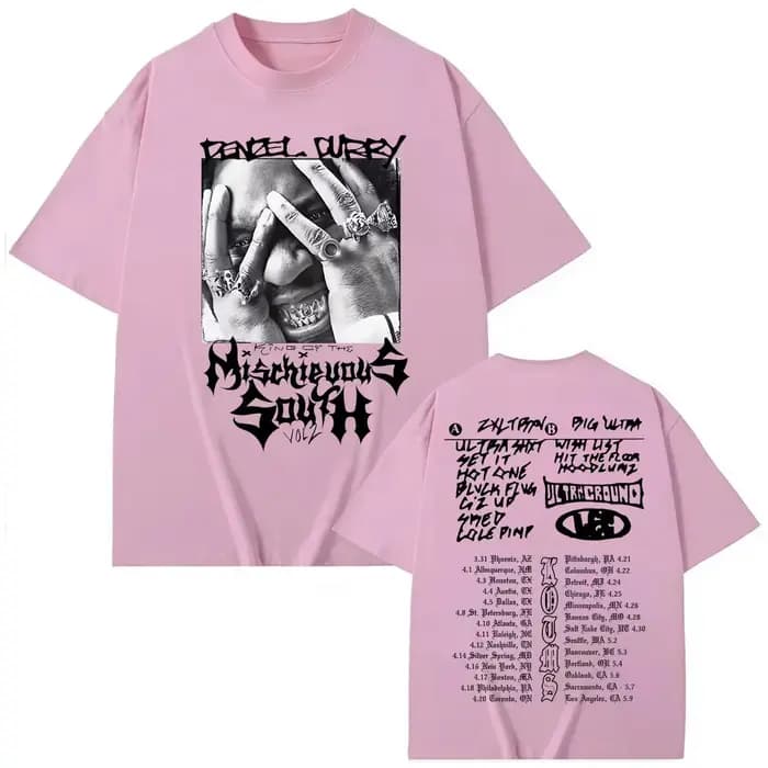 T-shirts graphiques du tournée 2025 du rappeur Denzel Curry