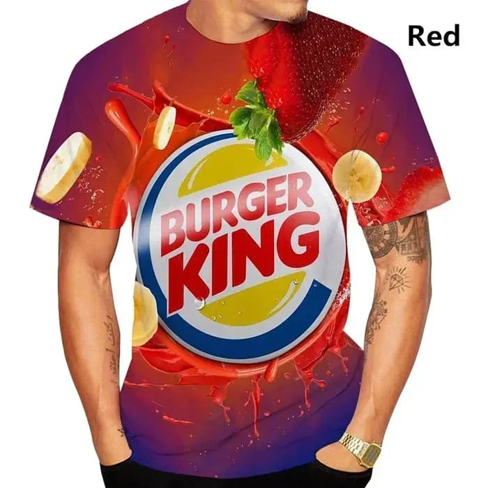 2025 été Burger King hommes femmes nouvelle mode 3D imprimé T-Shirt décontracté Cool à manches courtes impression
