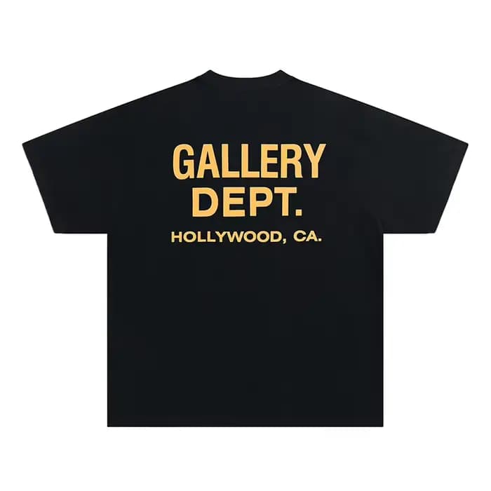 T-shirt GALLERY DEPT pour hommes avec imprimé noir et jaune, T-shirt streetwear California Hollywood