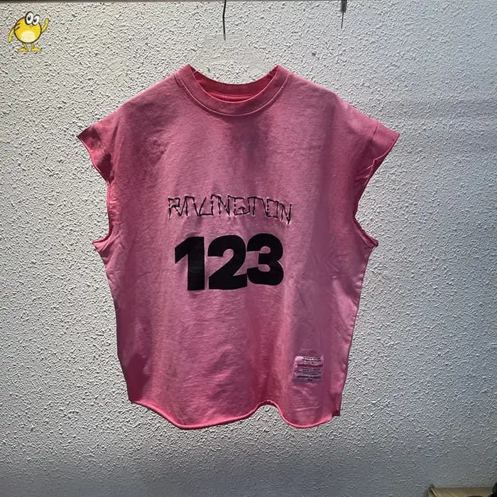 Haute qualité ample Vintage RRR123 manches coupées t-shirt hommes femme hauts à la mode