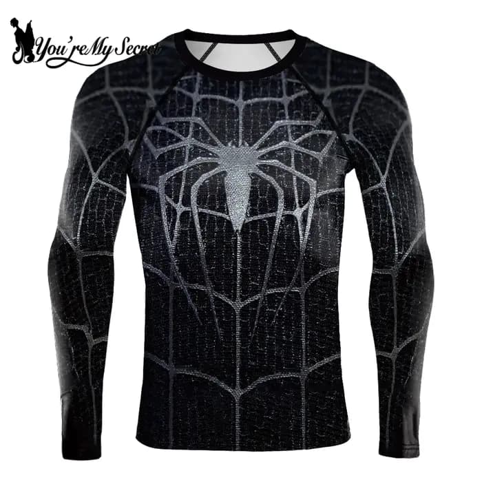 T-shirt de compression imprimé araignée pour hommes
