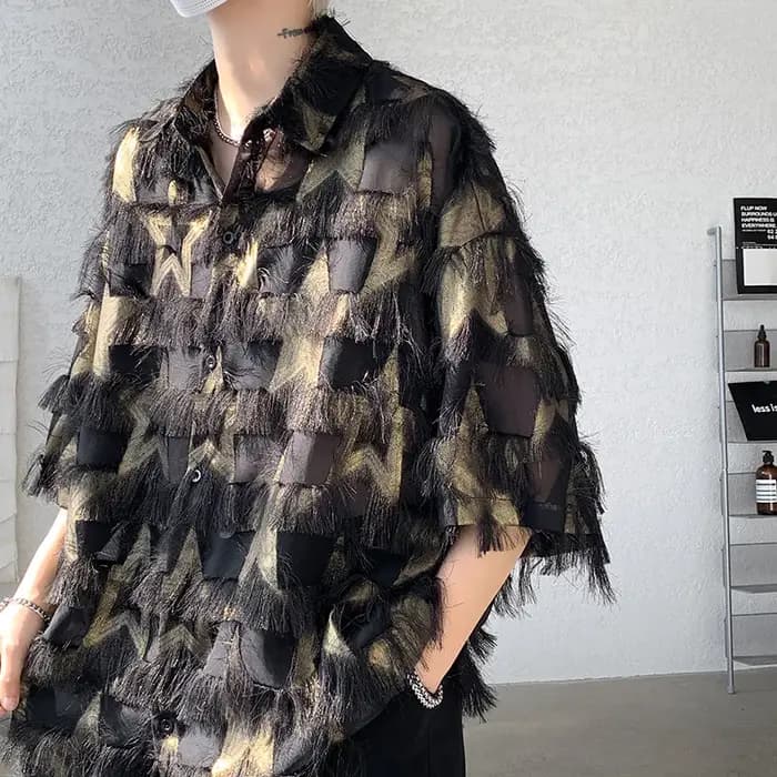 Chemise à pampilles à manches courtes pour hommes