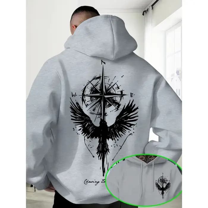 Sweat-shirt à capuche imprimé tendance personnalisé décontracté pour homme. Idéal pour les rendez-vous en plein air