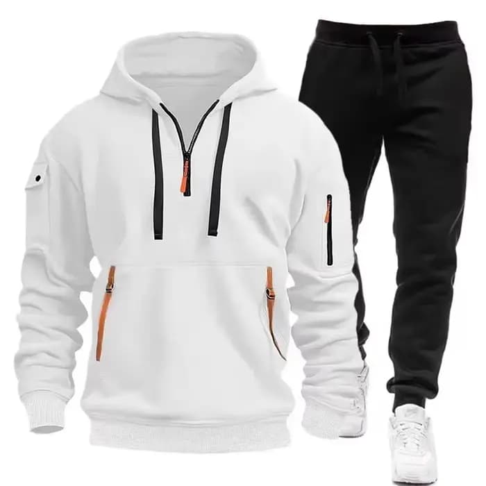 2025 Spring Autumn Men Hooded Clothes Pants Sweatshirt Zipper Casual Clothinfg Personality Sportswear 2 Pieces Set