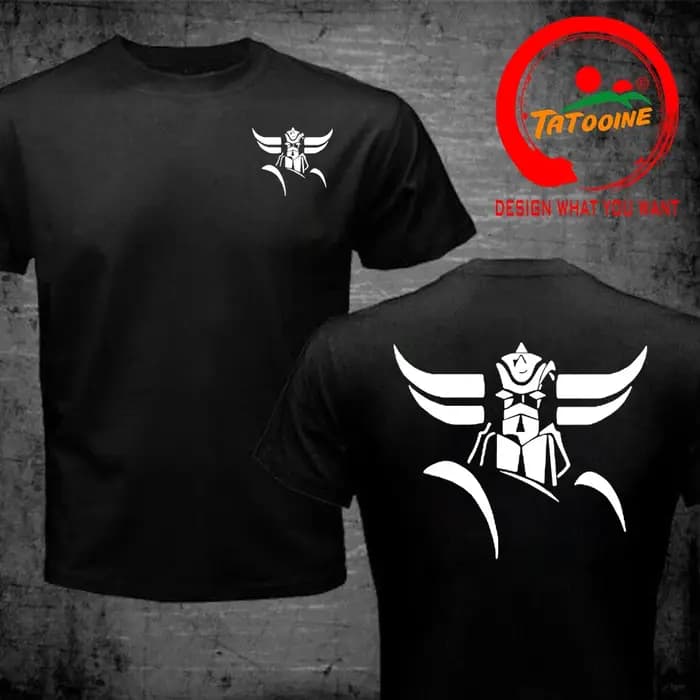 T-Shirt à manches courtes pour hommes, en coton, imprimé devant et arrière, Goldorak Grendizer Mazin