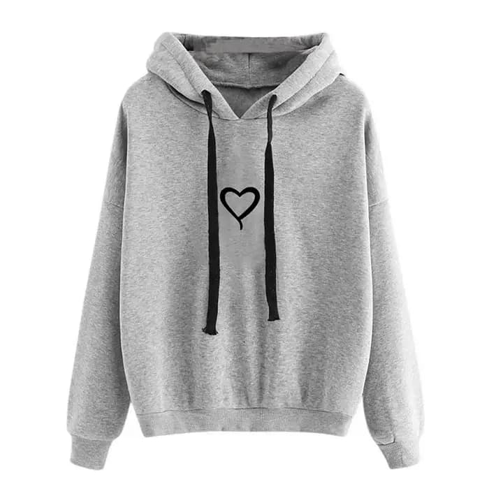 Sweat-shirt à capuche à la mode pour femmes, coupe ample, imprimé cœur, vêtements décontractés, conf