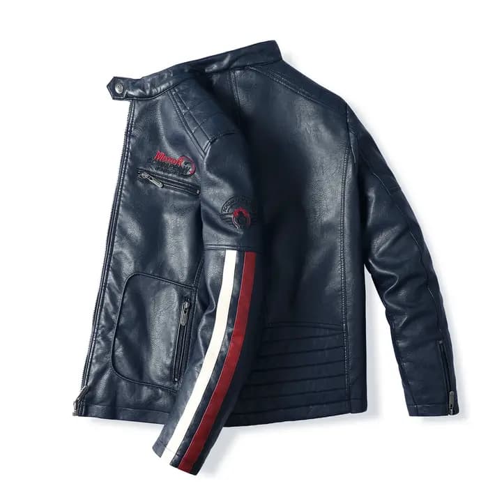 Veste de moto en cuir PU pour hommes, costume de course, littérature de couleur, plus veste en coton