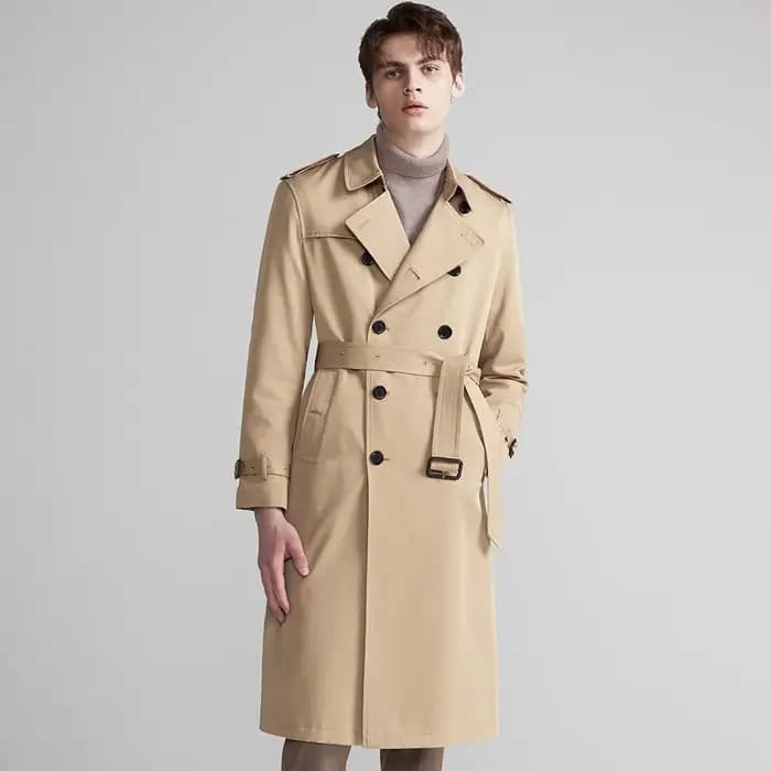 Mauroicardi printemps automne Long Chic kaki Trench manteau hommes ceinture Double boutonnage élégant luxe Style britann