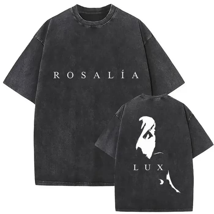 Rosalia Lux Tour Album 2025 Vintage lavé t-shirts hommes femmes décontracté surdimensionné coton T-shirt mode Pop