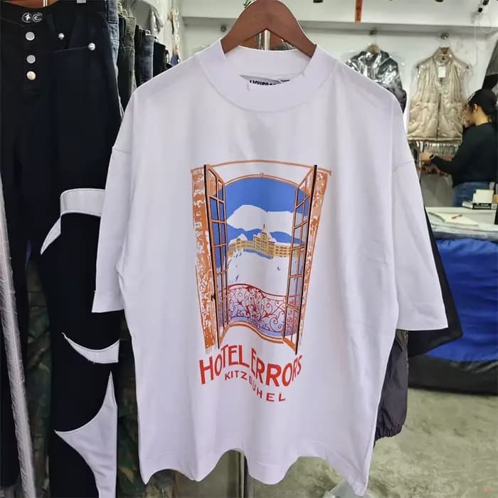 House of Errors hôtel fenêtre impression surdimensionné T-Shirt hommes femmes coton ample Streetwear décontracté à manches courtes hauts