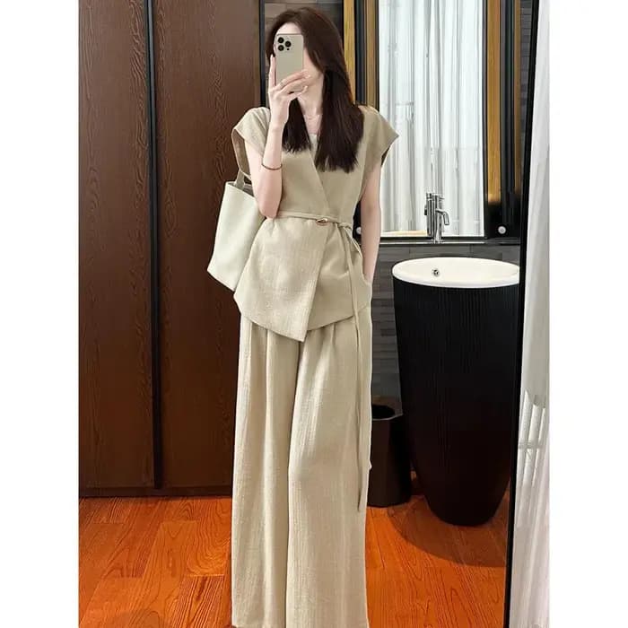2025 nouveau Streetwear kaki femmes veste + tempérament pantalon 2 pièces ensemble japonais coréen élégant mode été