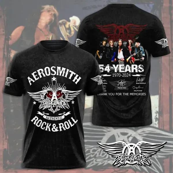 T-shirts imprimés en 3D de la groupe rock Aerosmith