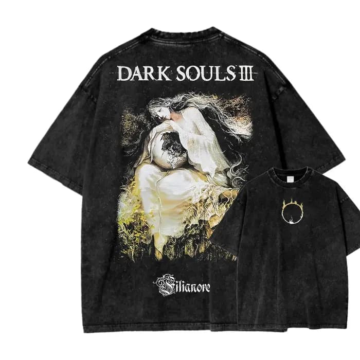 T-shirt délavé Dark Souls Anime Lover, nouveau modèle, vêtements de toute saison, vêtements de perso