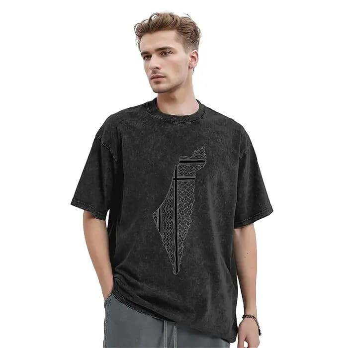 T-shirt manches courtes homme, 2024 coton, motif carte des Palestiniens