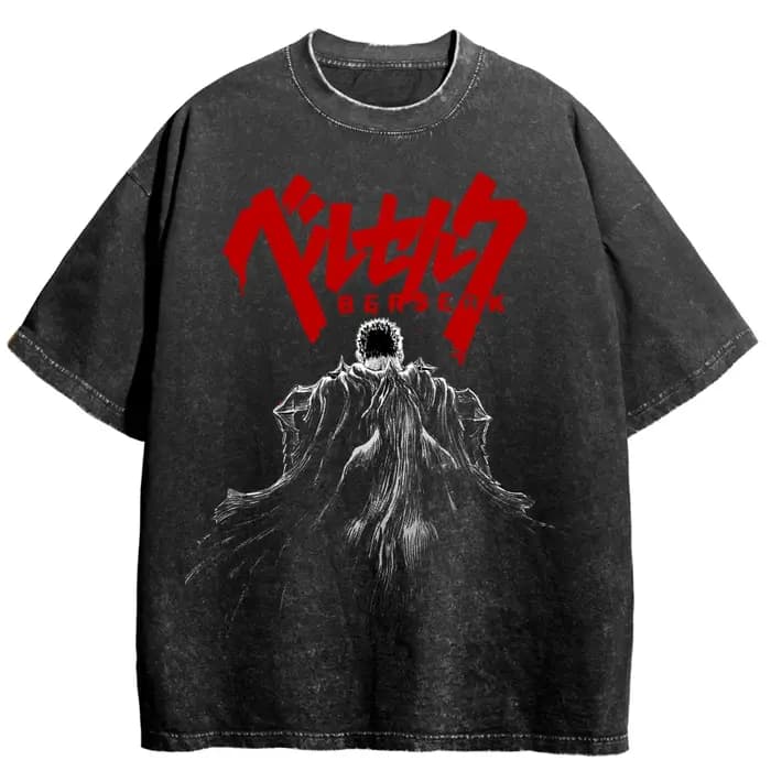 Berserk Guts T-shirt Manga graphique Vintage lavé