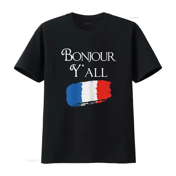 Bonjour Y tout drôle drapeau français t-shirt France amant vintage lavé homme mode décontracté éléga