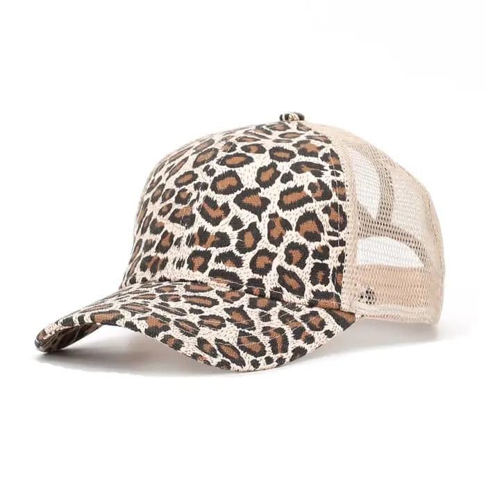 Nouvelle casquette de baseball européenne à imprimé léopard pour queue de cheval haute - Chapeau de soleil camouflage