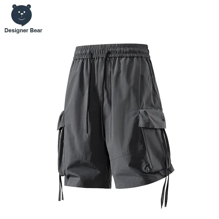 Short Cargo Homme Style Américain Nouvelle Collection Été 2026 Grande Poche Streetwear Décontracté Sportif Noir Jeunesse