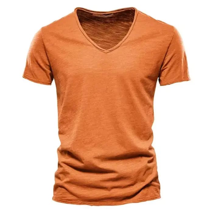 2025 nouvelle marque qualité 100% coton hommes T-shirt col en v Design de mode coupe ajustée T-shirts
