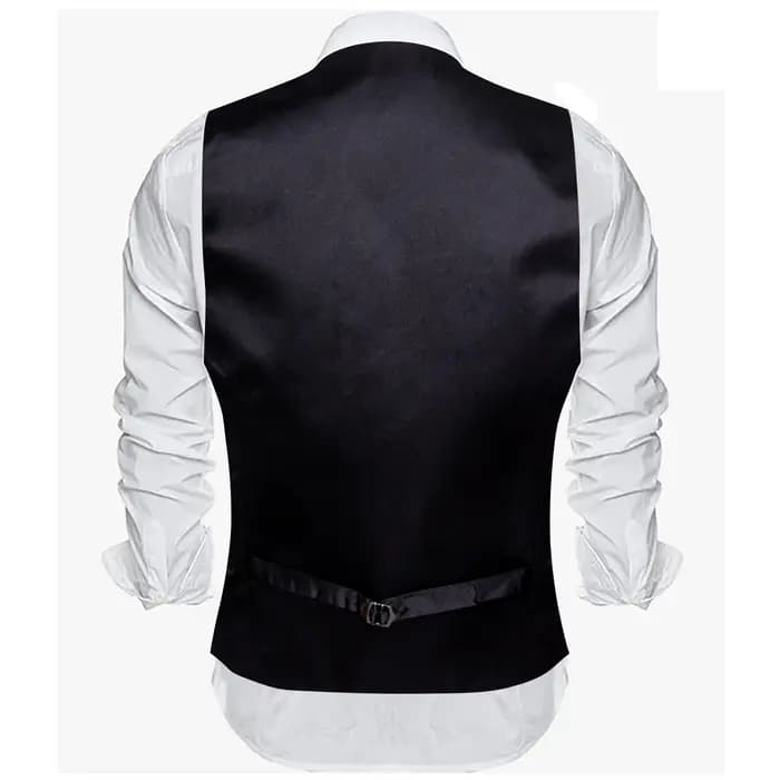 Ensemble gilet et cravate pour homme à motif cachemire – Gilet formel avec pochette de poche, idéal