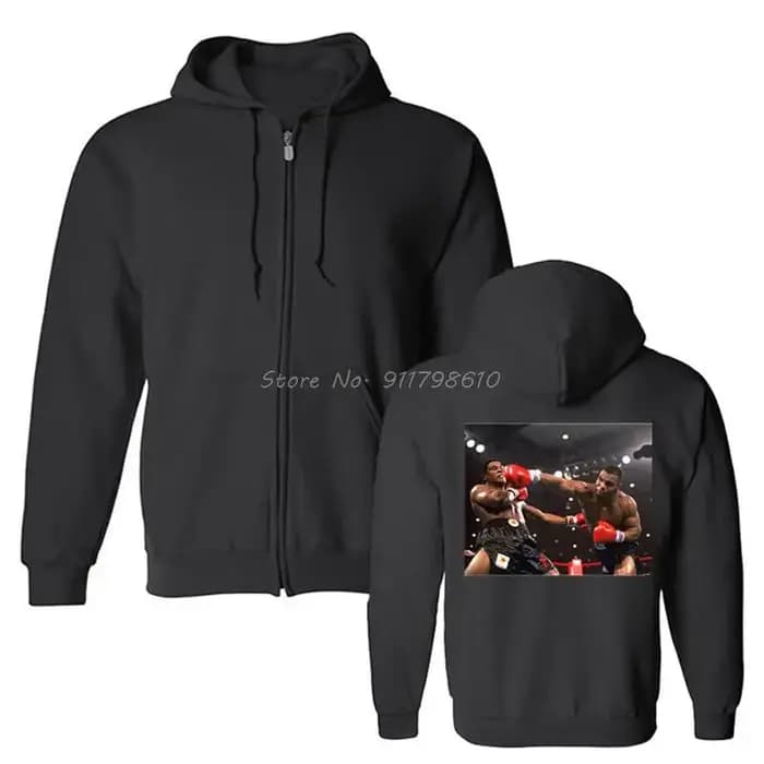 Sweat à Capuche avec Affiche Photo de Boxe pour Homme, Streetwear Surdimensionné, Harajuku