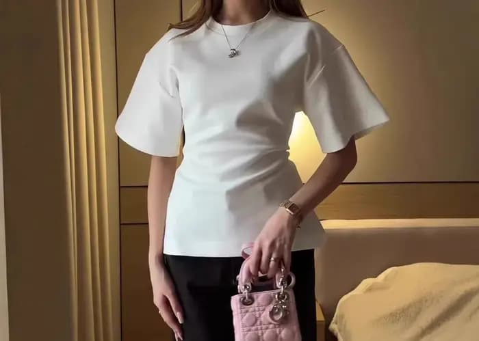 Vêtements pour femmes 2026 Nouvelle collection T-shirt en coton uni à col rond