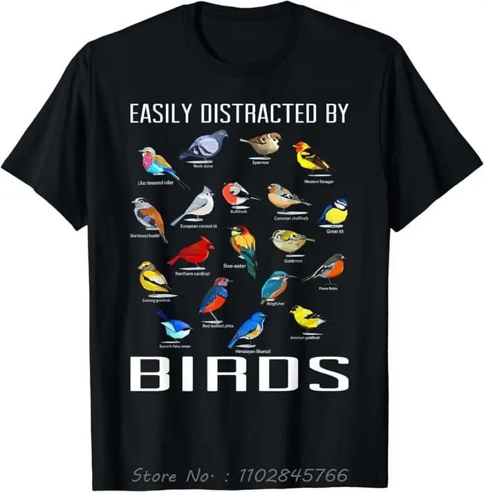 T-shirt surdimensionné en coton pour hommes, vêtement de Fitness, facile distrait par les oiseaux, p