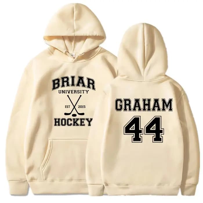 Briar University Graham 44 Hockey 2 Side Hoodies Off Campus Hockey Romance Hoodie Unisexe Sweat-shirt à capuche décontracté Cadeau pour les lecteurs