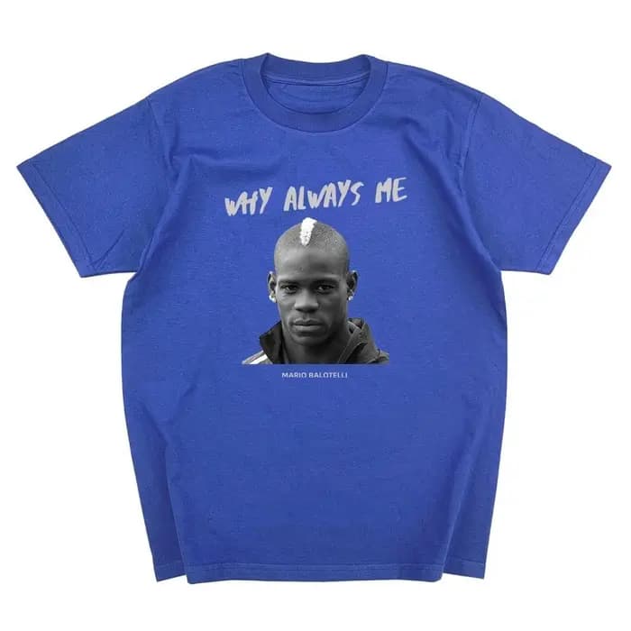 T-shirt d'été pour hommes Mario Balotelli avec impression de portrait et inscription « Why Always Me »