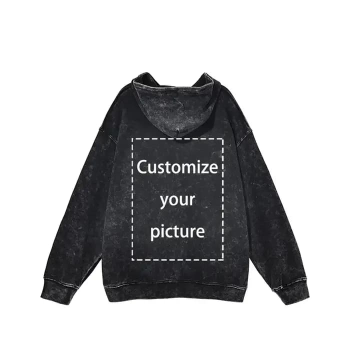 Sweat à capuche vintage en coton lavé pour hommes, sweat à capuche design personnalisé, impression H