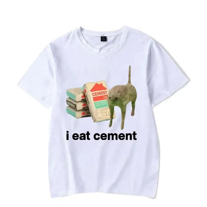 Je mange du ciment chat malte drôle Meme t-shirt pour hommes femmes mode décontracté à manches courtes t-shirts mâle surdimensionné t-shirts hauts