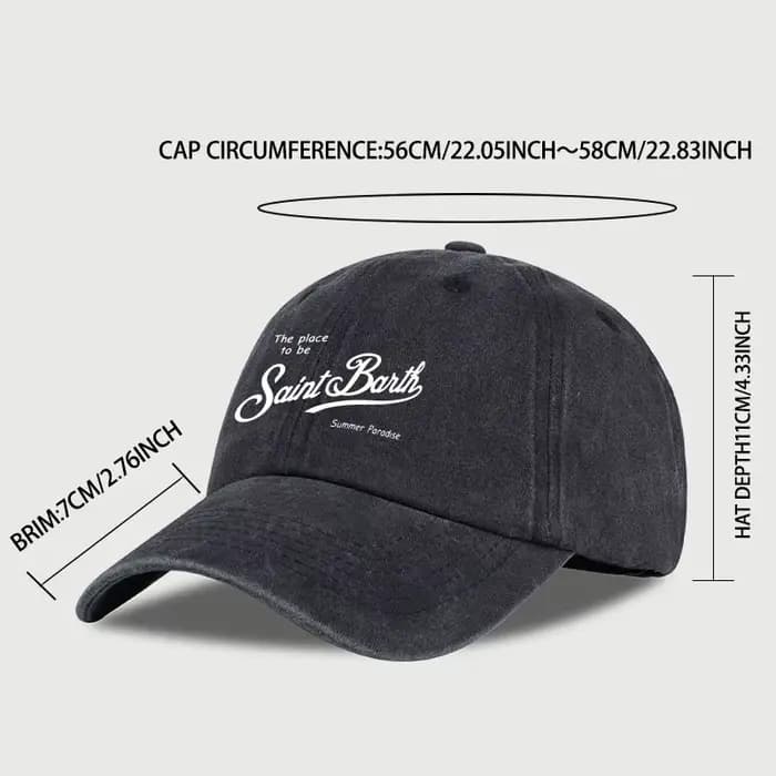 Casquette de baseball unisexe réglable Saint Barth « The Place To Be » imprimée et délavée