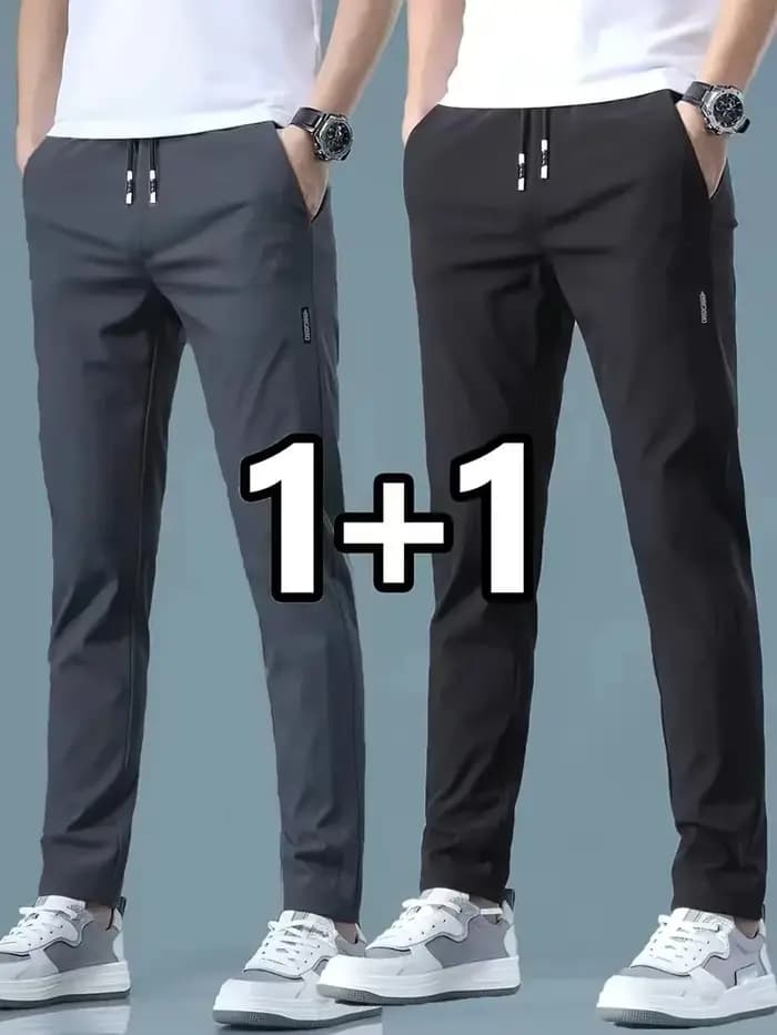 2026 Lot de 2 Pantalons de jogging décontractés pour homme en soie glacée