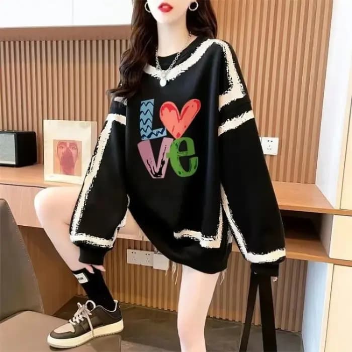 Sweat-shirt femme lettre impression 2025 tendance essentiel esthétique coton texte basique Emo Doodles