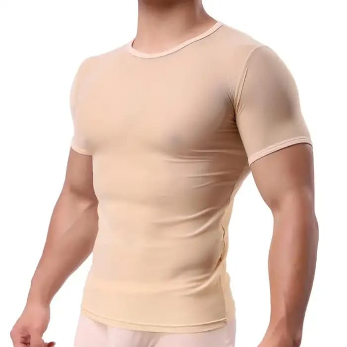 Grande taille hommes T-shirt col rond à manches courtes mince couleur unie