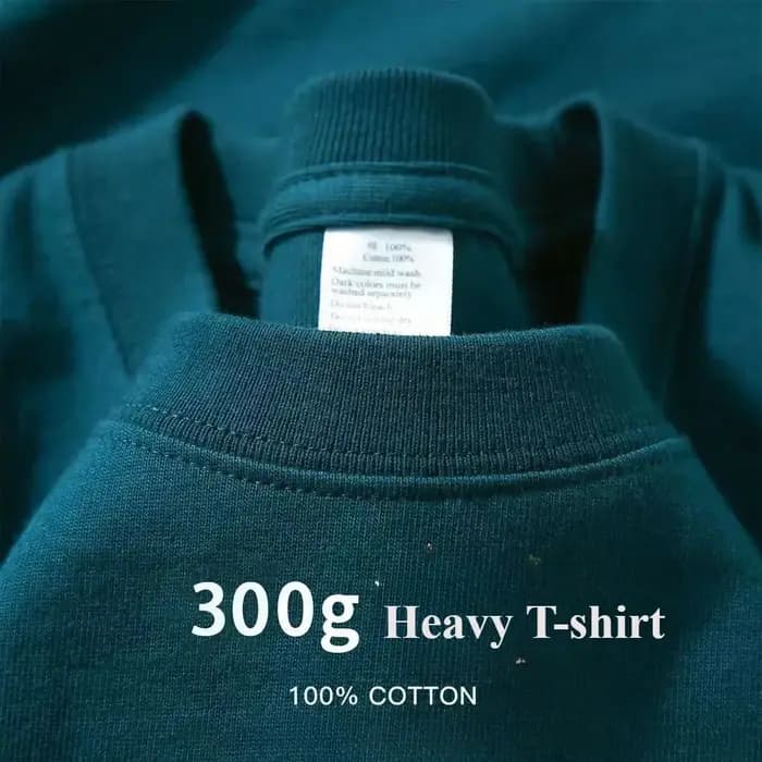 Été vert clair poids lourd 300G T-shirt à manches courtes coton hommes ample décontracté chemise de Base coréen