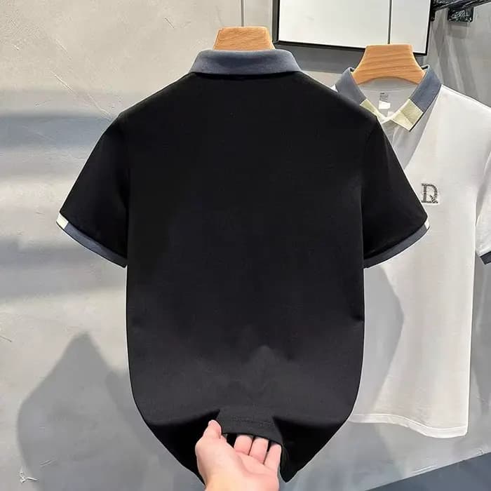 Hommes vêtements été contraste couleur broderie affaires décontracté Polo t-shirt mâle à la mode à manches courtes en vrac respirant luxe hauts