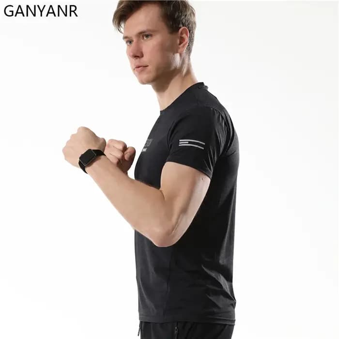 GANYANR course t-shirt gymnastique Sport Fitness Crossfit coupe sèche homme formation Football maillots entraînement musculation vêtements t-shirts rapide