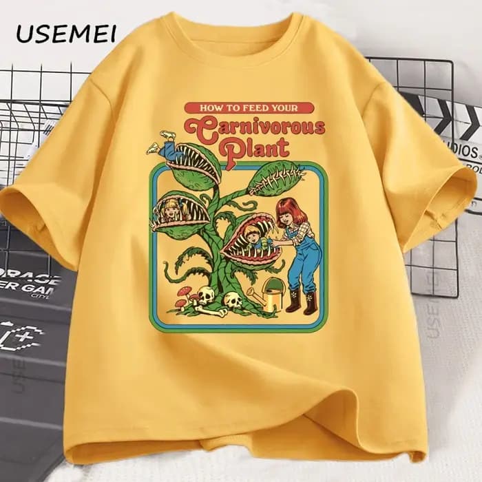 Plante carnivore imprimé T-Shirts hommes respirant coton à manches courtes t-shirt été ample décontracté mâle