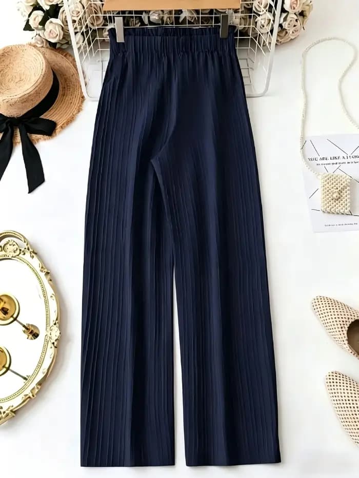 Pantalon large bleu marine pour femme