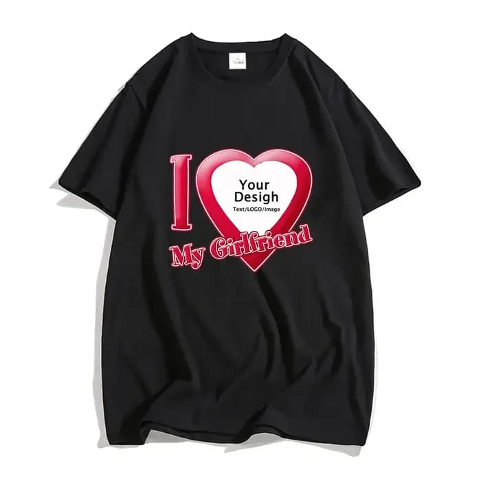Bricolage j'aime mon petit ami petite amie T-shirt Hip Hop