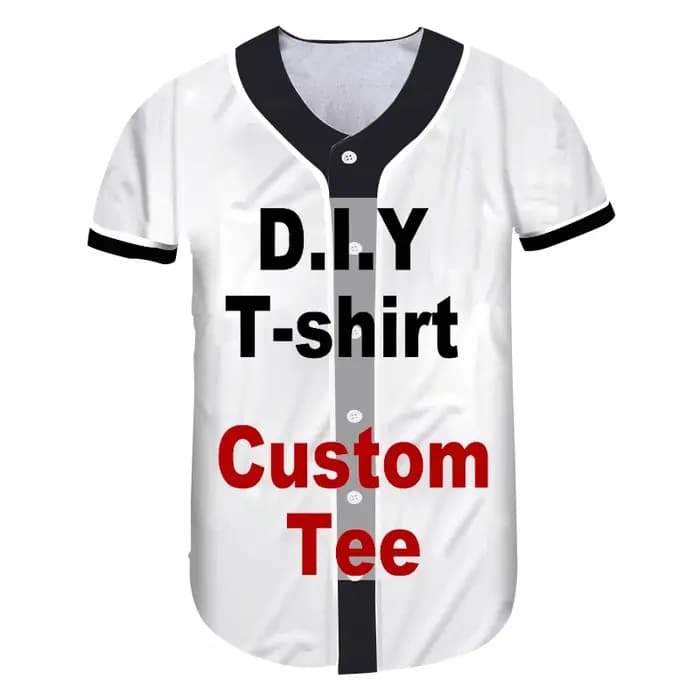 T-shirt à manches courtes et col rond unisexe, imprimé en 3D, design personnalisé, chemise d'été, sweat à capuche, uniforme de baseball, livraison directe, vente en gros