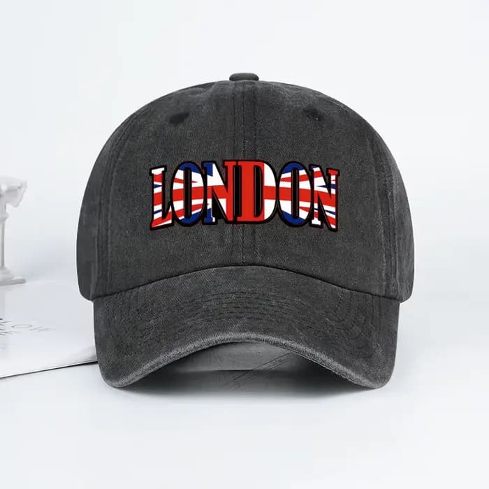 Casquette de baseball unisexe réglable avec imprimé drapeau britannique LONDON