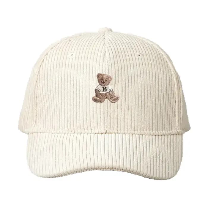 Casquette de Baseball en velours côtelé pour hommes et femmes, motif ours en peluche, Protection sol
