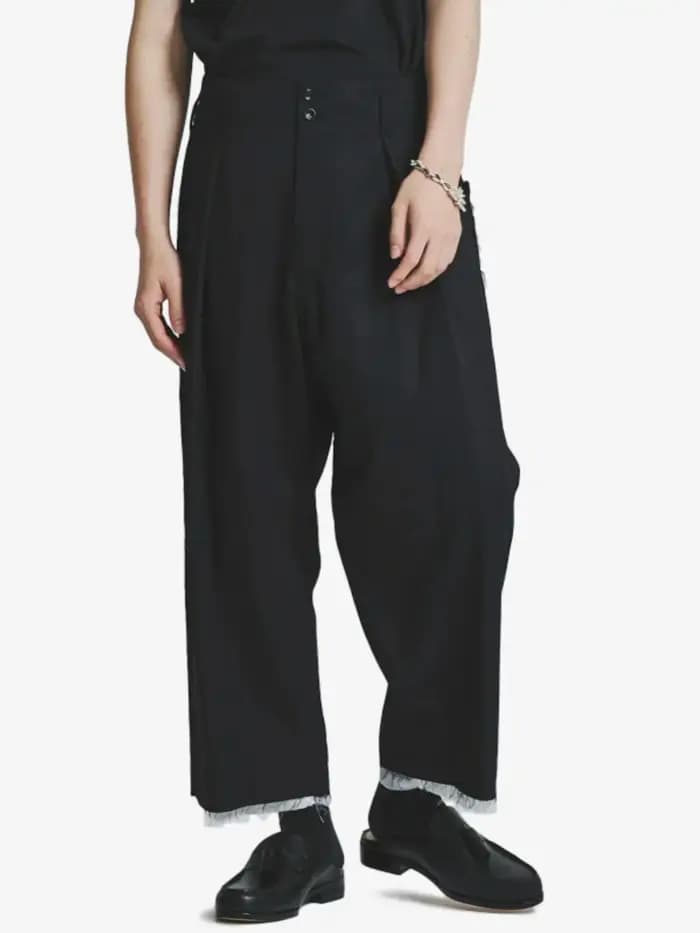 YAMAMOTO Pantalon court noir ample pour homme