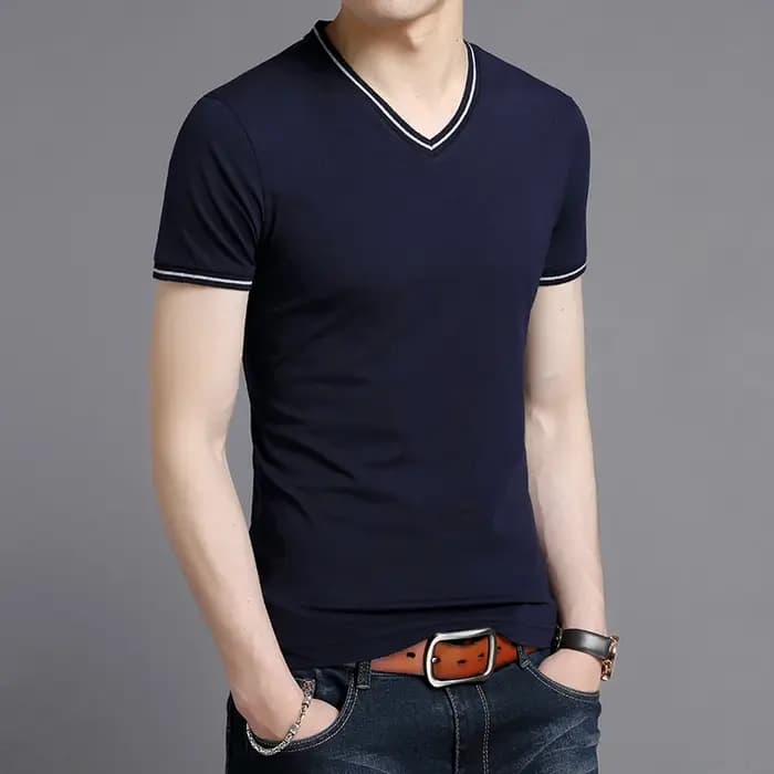 T-Shirt à Manches Courtes et Col en V pour Homme