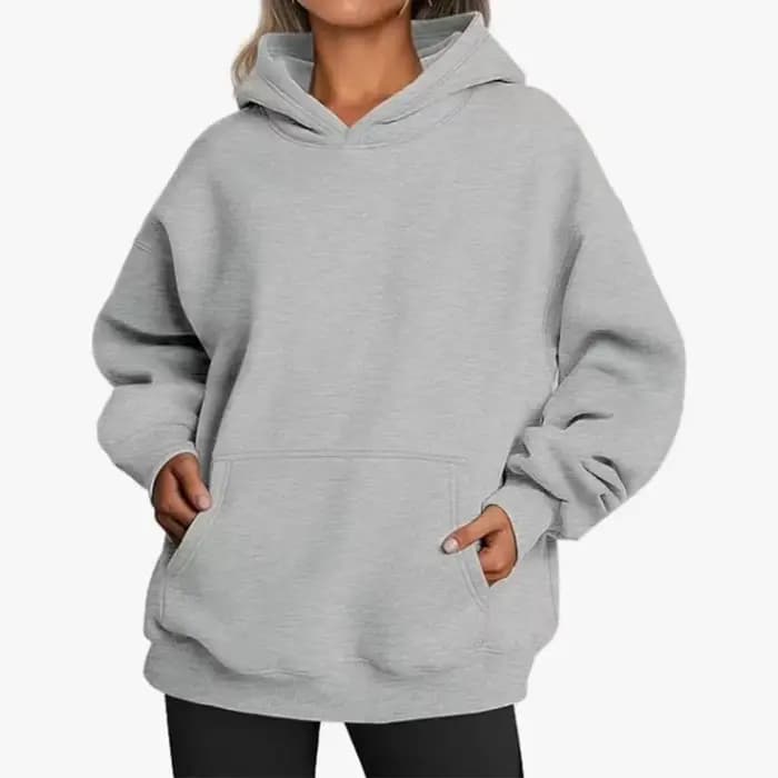 Hip Hop couleur unie à capuche pour femme automne mode vêtements décontracté polaire poche sweats